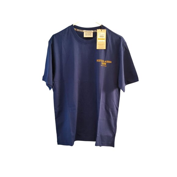 Scotch & Soda 1985 Amsterdam Mens Blue Graphic T-Shirt Crew Neck Short Sleeve Co - Picture 3 of 5